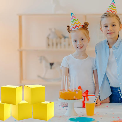 25 Pcs Yellow Paper Gift Boxes, Small 3x3x3 inch Gift Box with Lids | Candy Treat Boxes Bulk for Party Favors, Birthday Gifts, Wedding Gifts