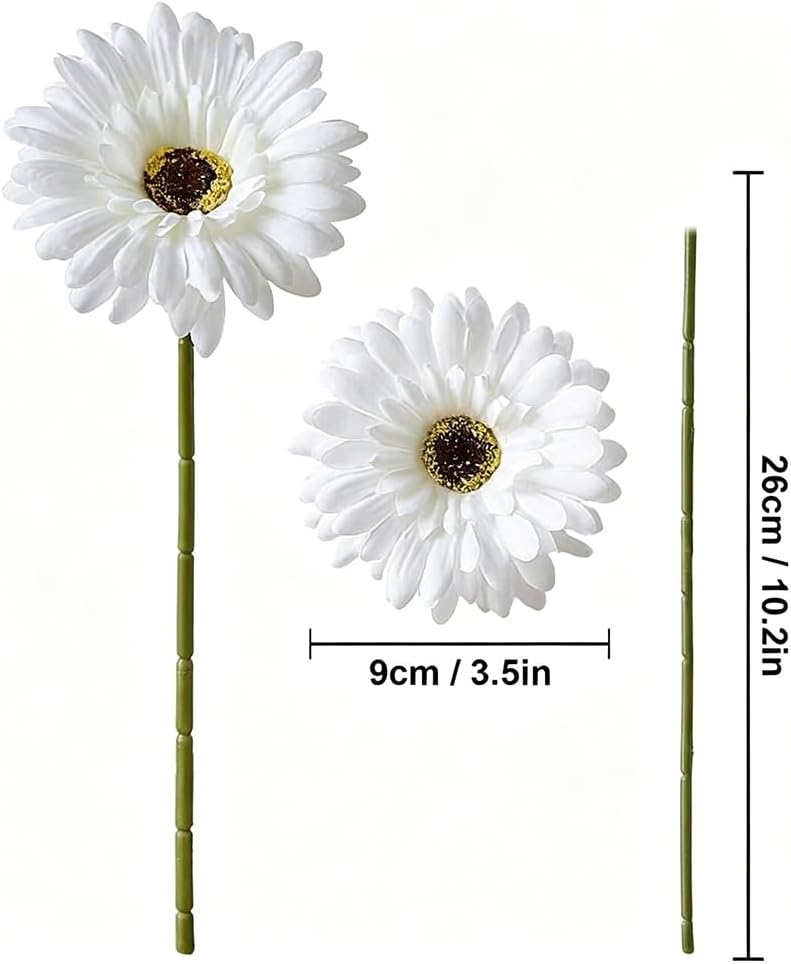 10 Pcs Artificial Gerbera Daisies Fake Daisy Flowers Bouquet Faux Flowers for Vase Centerpiece Wedding Party Floral Decor Indoor Home Decoration (Yellow)