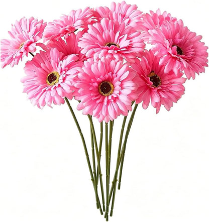 10 Pcs Artificial Gerbera Daisies Fake Daisy Flowers Bouquet Faux Flowers for Vase Centerpiece Wedding Party Floral Decor Indoor Home Decoration (Yellow)