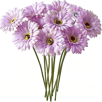 10 Pcs Artificial Gerbera Daisies Fake Daisy Flowers Bouquet Faux Flowers for Vase Centerpiece Wedding Party Floral Decor Indoor Home Decoration (Yellow)