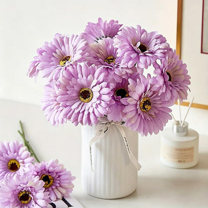 10 Pcs Artificial Gerbera Daisies Fake Daisy Flowers Bouquet Faux Flowers for Vase Centerpiece Wedding Party Floral Decor Indoor Home Decoration (Yellow)