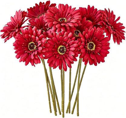 10 Pcs Artificial Gerbera Daisies Fake Daisy Flowers Bouquet Faux Flowers for Vase Centerpiece Wedding Party Floral Decor Indoor Home Decoration (Yellow)