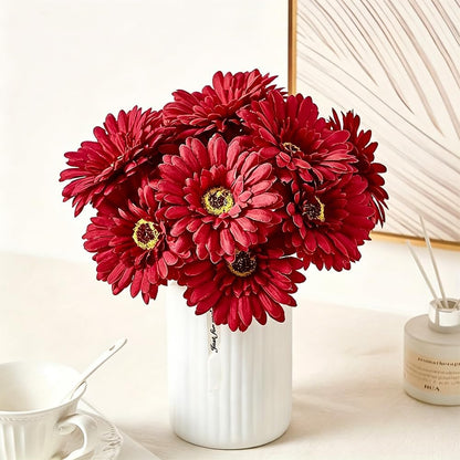 10 Pcs Artificial Gerbera Daisies Fake Daisy Flowers Bouquet Faux Flowers for Vase Centerpiece Wedding Party Floral Decor Indoor Home Decoration (Yellow)