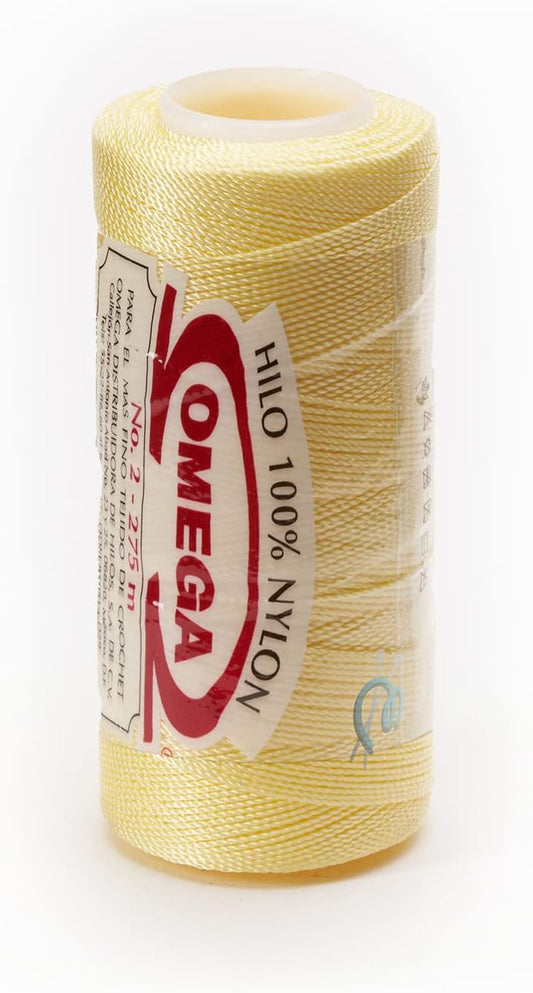 Nylon NO.2 by Omega - Strong 100% Nylon String Cord for Fine Crochet and Crafts - Color: 04 Light Yellow
