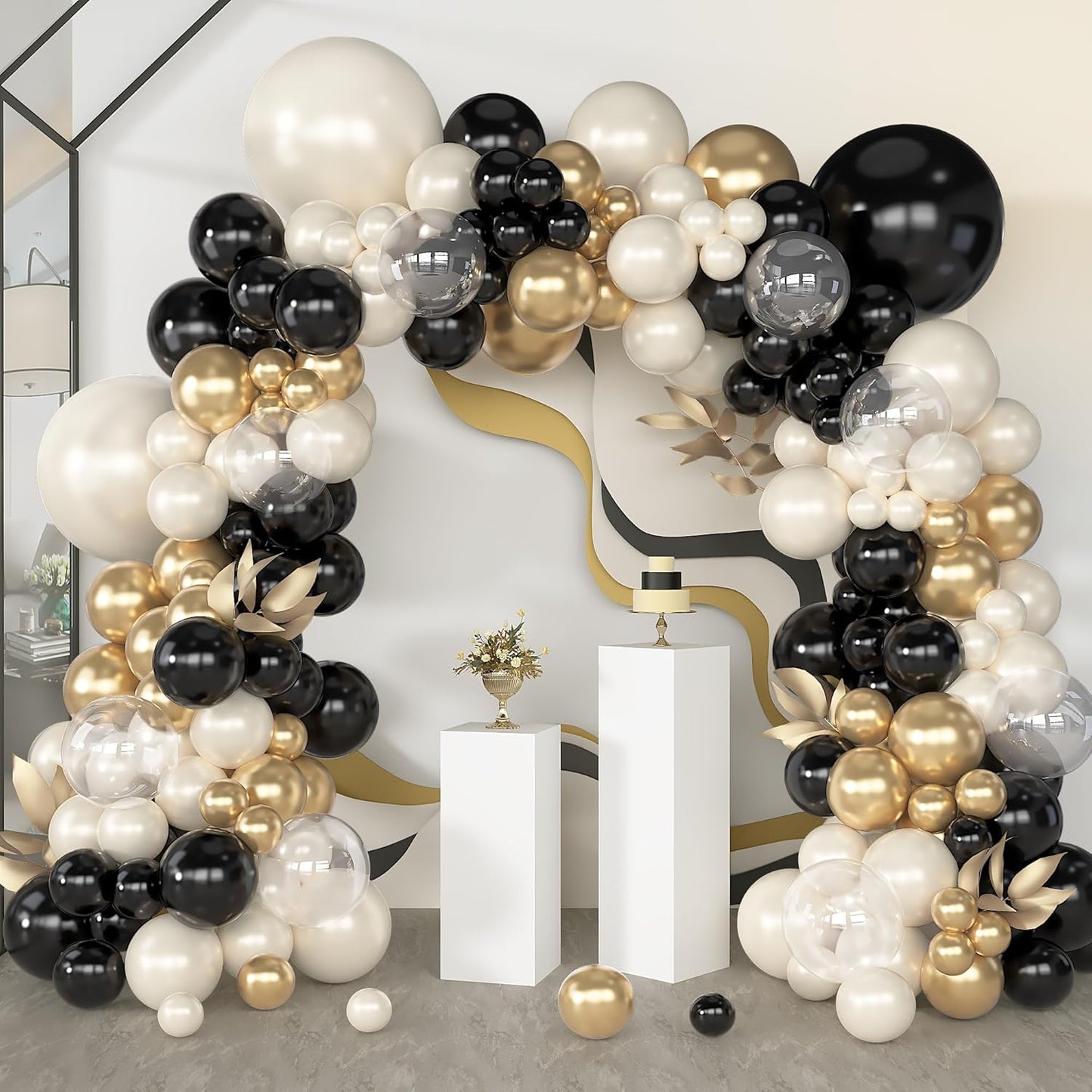 173 Pcs Pearl Yellow Balloon Arch Kit | Double Stuffed Pastel Light Yellow Pearl White Sand Clear Balloons for Bee Lemon Bridal Shower Birthday Party Decorations