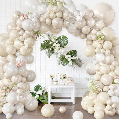 173 Pcs Pearl Yellow Balloon Arch Kit | Double Stuffed Pastel Light Yellow Pearl White Sand Clear Balloons for Bee Lemon Bridal Shower Birthday Party Decorations