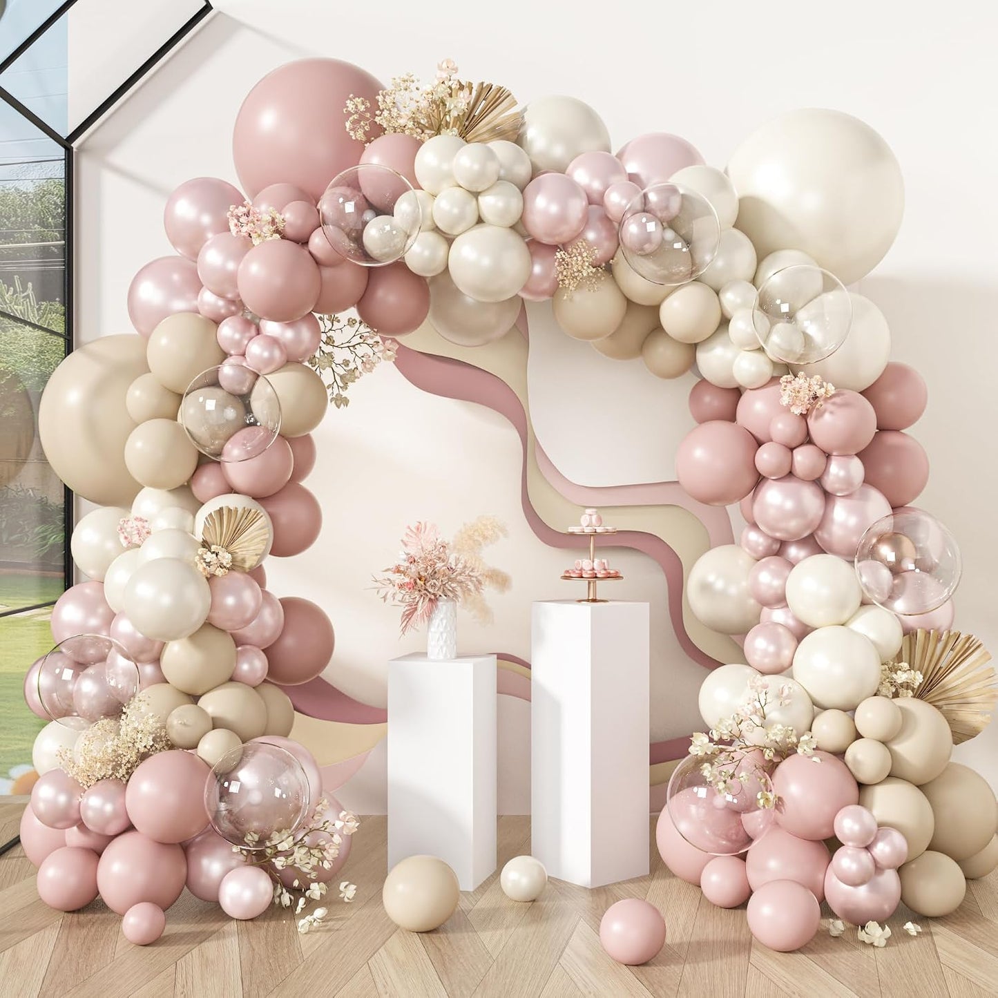 173 Pcs Pearl Yellow Balloon Arch Kit | Double Stuffed Pastel Light Yellow Pearl White Sand Clear Balloons for Bee Lemon Bridal Shower Birthday Party Decorations