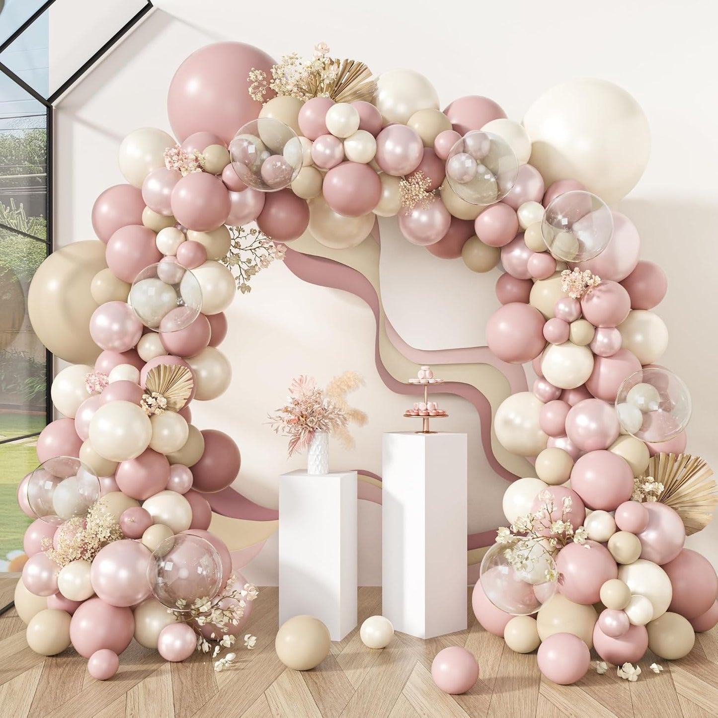 173 Pcs Pearl Yellow Balloon Arch Kit | Double Stuffed Pastel Light Yellow Pearl White Sand Clear Balloons for Bee Lemon Bridal Shower Birthday Party Decorations