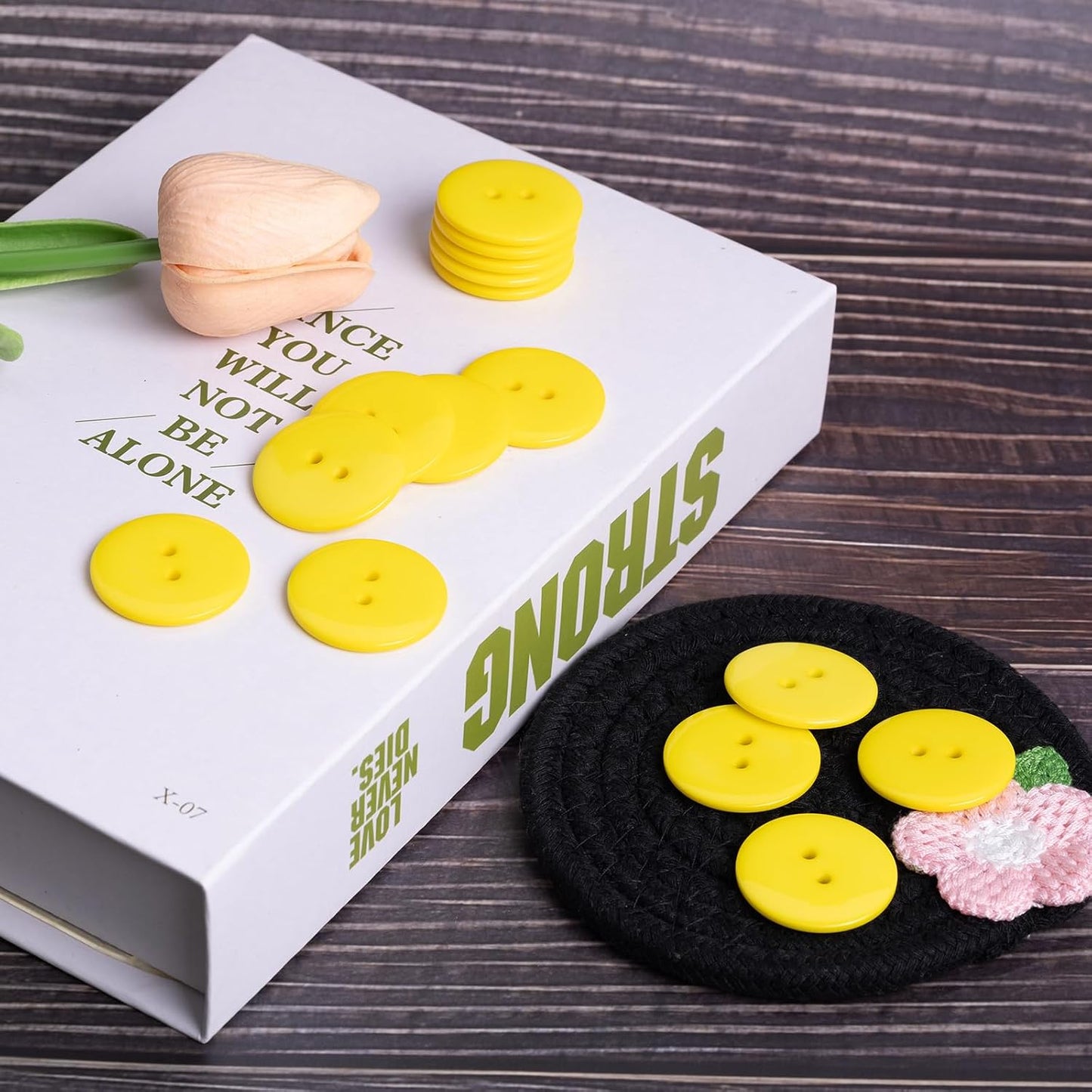 30pcs Yellow Sewing Buttons, 1-3/16-inch (30MM) 2 Hole Large Buttons for Clothes, Craft, Sewing & DIY