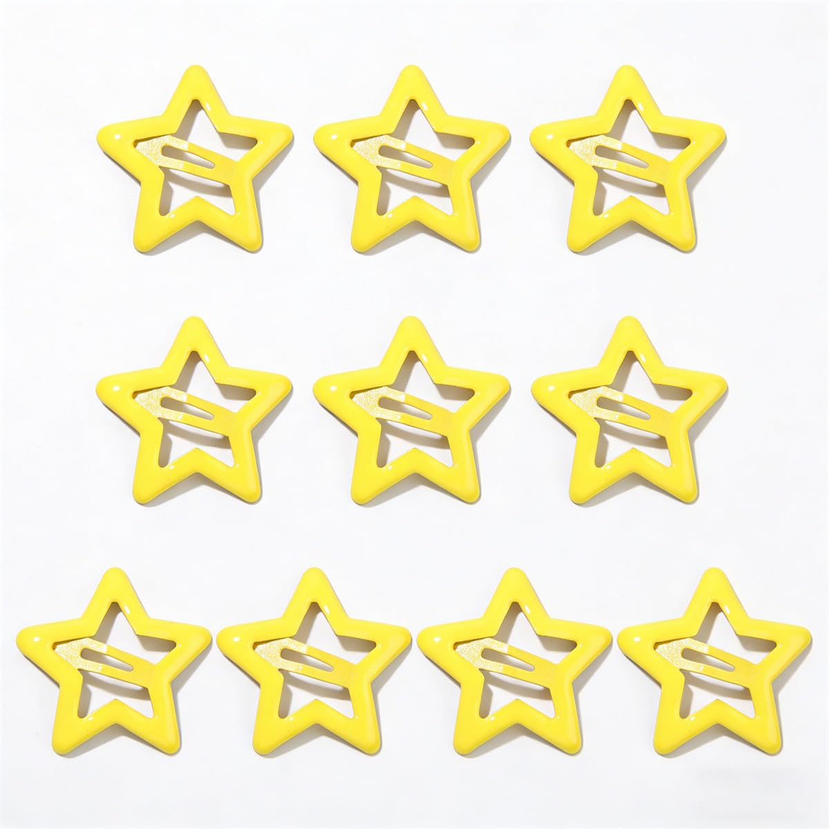 Metal Star Snap Hair Clips Yellow Cute Small Hair Barrettes Y2K Star Hair Clips Hair Access Non-slip Hollow for Women Hairpin Lovely Headpieces for Everyday Fashion and Party 10PCS