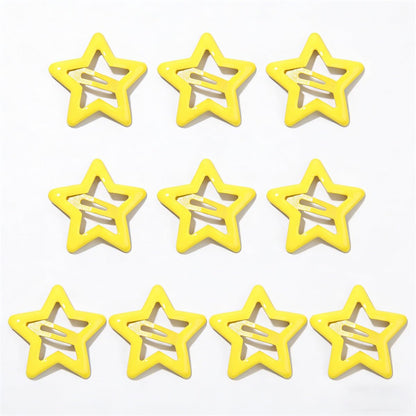 Metal Star Snap Hair Clips Yellow Cute Small Hair Barrettes Y2K Star Hair Clips Hair Access Non-slip Hollow for Women Hairpin Lovely Headpieces for Everyday Fashion and Party 10PCS