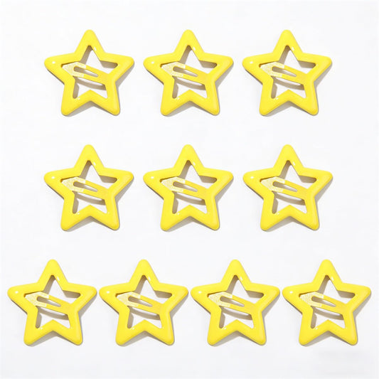 Metal Star Snap Hair Clips Yellow Cute Small Hair Barrettes Y2K Star Hair Clips Hair Access Non-slip Hollow for Women Hairpin Lovely Headpieces for Everyday Fashion and Party 10PCS