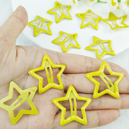 Metal Star Snap Hair Clips Yellow Cute Small Hair Barrettes Y2K Star Hair Clips Hair Access Non-slip Hollow for Women Hairpin Lovely Headpieces for Everyday Fashion and Party 10PCS