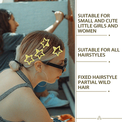 Metal Star Snap Hair Clips Yellow Cute Small Hair Barrettes Y2K Star Hair Clips Hair Access Non-slip Hollow for Women Hairpin Lovely Headpieces for Everyday Fashion and Party 10PCS