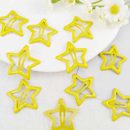 Metal Star Snap Hair Clips Yellow Cute Small Hair Barrettes Y2K Star Hair Clips Hair Access Non-slip Hollow for Women Hairpin Lovely Headpieces for Everyday Fashion and Party 10PCS
