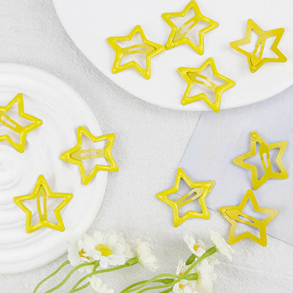 Metal Star Snap Hair Clips Yellow Cute Small Hair Barrettes Y2K Star Hair Clips Hair Access Non-slip Hollow for Women Hairpin Lovely Headpieces for Everyday Fashion and Party 10PCS