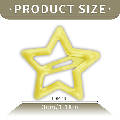 Metal Star Snap Hair Clips Yellow Cute Small Hair Barrettes Y2K Star Hair Clips Hair Access Non-slip Hollow for Women Hairpin Lovely Headpieces for Everyday Fashion and Party 10PCS