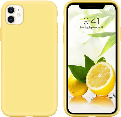 for iPhone 11 Case Liquid Silicone, Phone Case for iPhone 11 6.1 inch Soft Gel Rubber Slim Lightweight Microfiber Lining Cushion Texture Cover Shockproof Protective Anti-Scratch, Yellow
