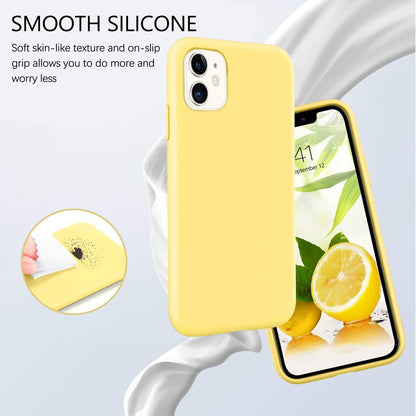 for iPhone 11 Case Liquid Silicone, Phone Case for iPhone 11 6.1 inch Soft Gel Rubber Slim Lightweight Microfiber Lining Cushion Texture Cover Shockproof Protective Anti-Scratch, Yellow