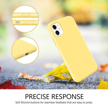 for iPhone 11 Case Liquid Silicone, Phone Case for iPhone 11 6.1 inch Soft Gel Rubber Slim Lightweight Microfiber Lining Cushion Texture Cover Shockproof Protective Anti-Scratch, Yellow