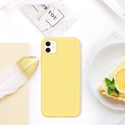 for iPhone 11 Case Liquid Silicone, Phone Case for iPhone 11 6.1 inch Soft Gel Rubber Slim Lightweight Microfiber Lining Cushion Texture Cover Shockproof Protective Anti-Scratch, Yellow