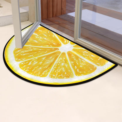 Yellow Lemon Half Round Door Mat Indoor Entrance Low Pile Non Slip Absorbent Semi Circle Welcome Mats Doormats 36x24 in Floor Mats for Home Kitchen