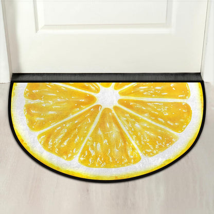 Yellow Lemon Half Round Door Mat Indoor Entrance Low Pile Non Slip Absorbent Semi Circle Welcome Mats Doormats 36x24 in Floor Mats for Home Kitchen