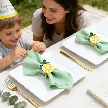 Lemon Napkin Rings Set of 6 Yellow Lemon Slice Napkin Holder for Spring Picnic Summer Holiday Gathering Rustic Farmhouse Table Setting,Citrus Dining Decor for Coastal Pool Party Beach Wedding