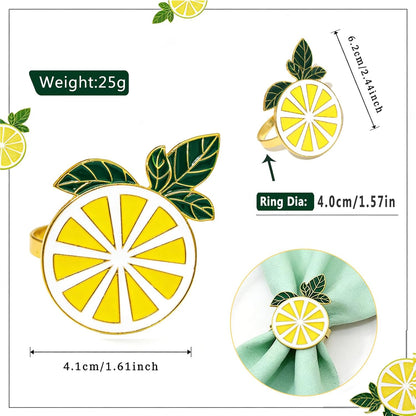 Lemon Napkin Rings Set of 6 Yellow Lemon Slice Napkin Holder for Spring Picnic Summer Holiday Gathering Rustic Farmhouse Table Setting,Citrus Dining Decor for Coastal Pool Party Beach Wedding