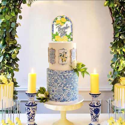 Lemon Bride to Be Cake Topper Wooden Amalfi Coast Bridal Shower Decorations Bridal Shower Cake Pick Mediterranean Blue Yellow Wedding Decor for Lemon Theme Party Engagement Bachelorette