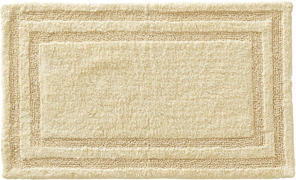 2-Piece Bath Rug Set, 100% Cotton Highly Absorbent Bath Mat, Coastal Design, Dorm Room Essentials, Yellow