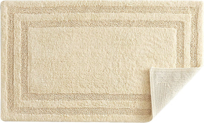 2-Piece Bath Rug Set, 100% Cotton Highly Absorbent Bath Mat, Coastal Design, Dorm Room Essentials, Yellow