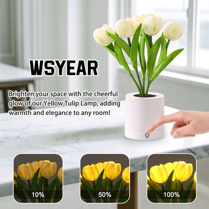 Flower Table Lamp Tulip Desk LED Night Light for Home Living Room Decor Artificial Flower with Vase Table Centerpieces for Birthday Holiday Party Wedding Room Decoration