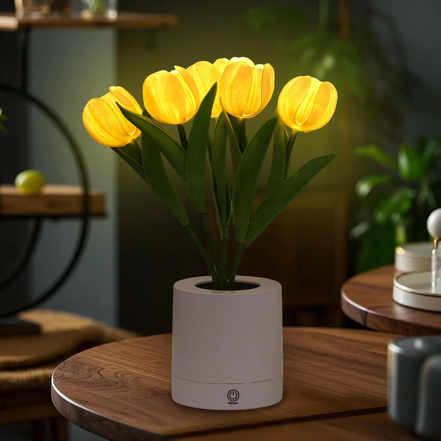 Flower Table Lamp Tulip Desk LED Night Light for Home Living Room Decor Artificial Flower with Vase Table Centerpieces for Birthday Holiday Party Wedding Room Decoration