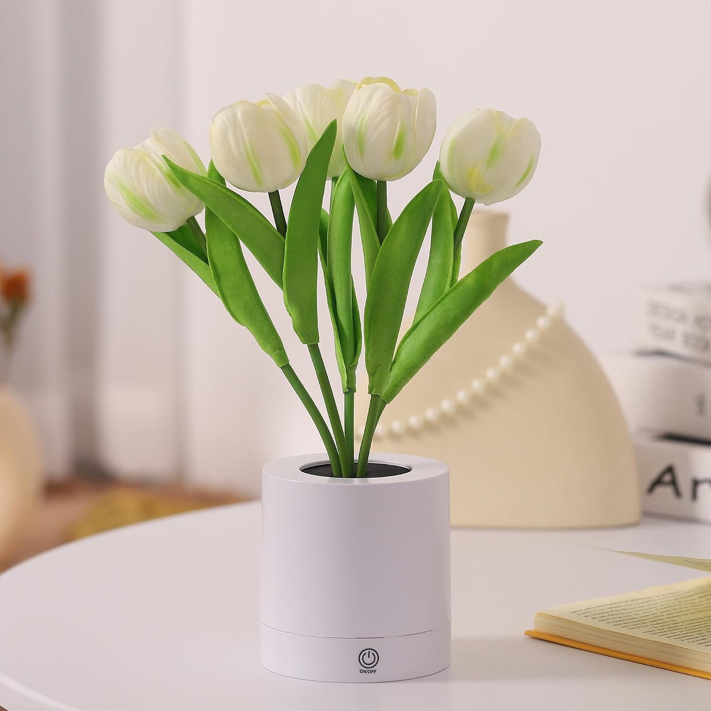 Flower Table Lamp Tulip Desk LED Night Light for Home Living Room Decor Artificial Flower with Vase Table Centerpieces for Birthday Holiday Party Wedding Room Decoration