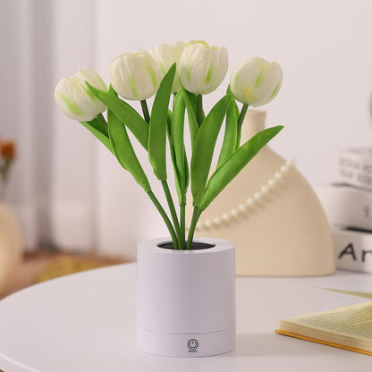 Flower Table Lamp Tulip Desk LED Night Light for Home Living Room Decor Artificial Flower with Vase Table Centerpieces for Birthday Holiday Party Wedding Room Decoration