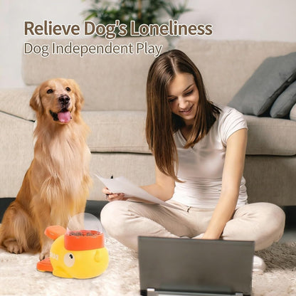 Interactive Treat Dispensing Dog Toy, Duck-Shaped Dog Food Dispenser, Pressing Slow Eating Treat Dispenser Toys for Dogs Cats (Yellow)