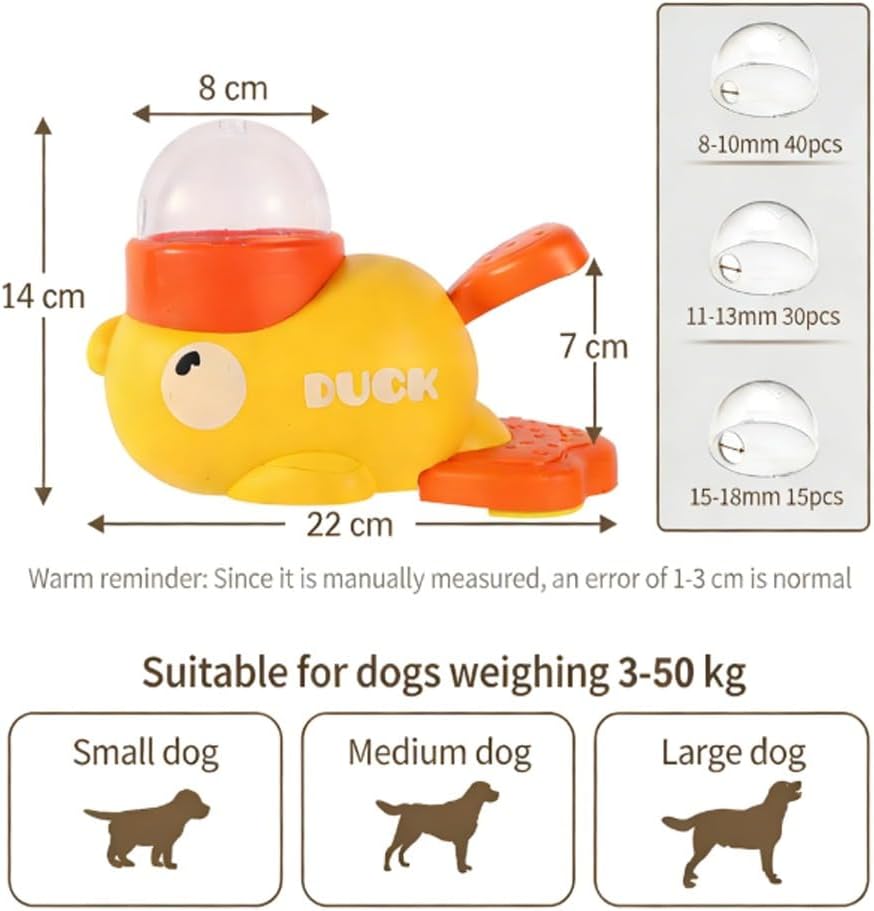 Interactive Treat Dispensing Dog Toy, Duck-Shaped Dog Food Dispenser, Pressing Slow Eating Treat Dispenser Toys for Dogs Cats (Yellow)