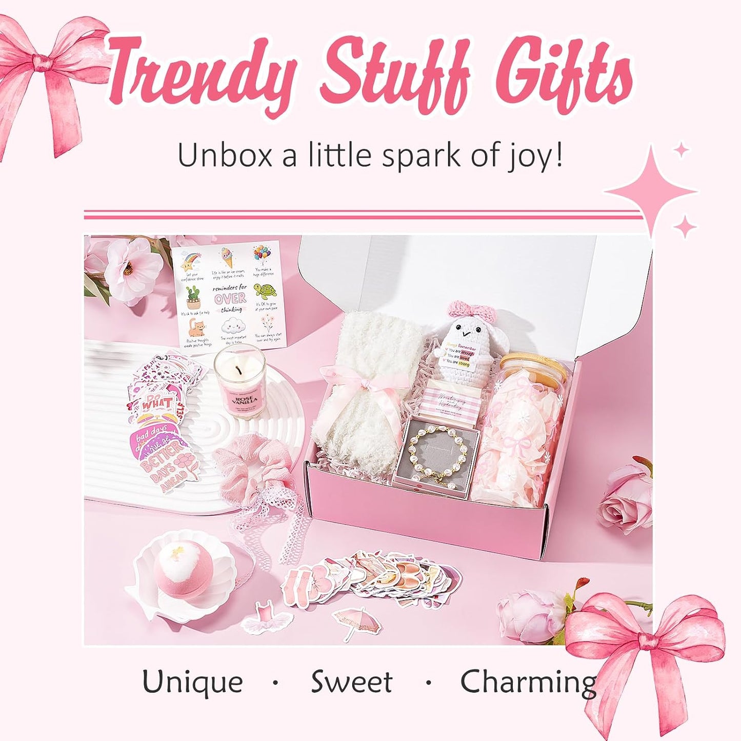 Gifts for Teenage Girls, Teen Girl Gifts Trendy Stuff, Birthday Gifts Preppy Valentines Day Gift for Teen Girls Coquette Cute Set for Girly Tween 12-14 Sweet 16-18 Daughter Sister Niece Friend Pink