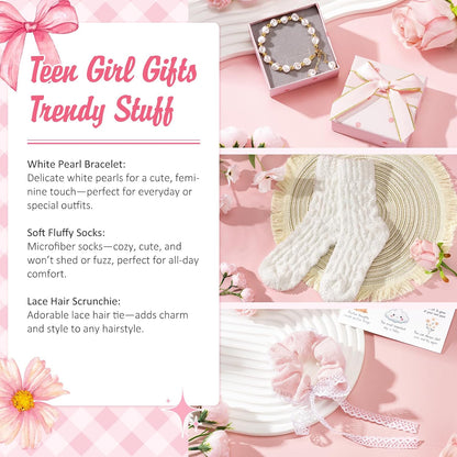 Gifts for Teenage Girls, Teen Girl Gifts Trendy Stuff, Birthday Gifts Preppy Valentines Day Gift for Teen Girls Coquette Cute Set for Girly Tween 12-14 Sweet 16-18 Daughter Sister Niece Friend Pink