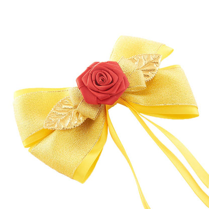 Princess Hair Accessories for Girls Women Halloween Big Hair Bow Clips Yellow 6 Inch