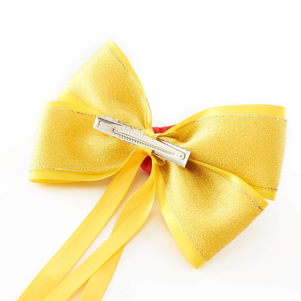 Princess Hair Accessories for Girls Women Halloween Big Hair Bow Clips Yellow 6 Inch