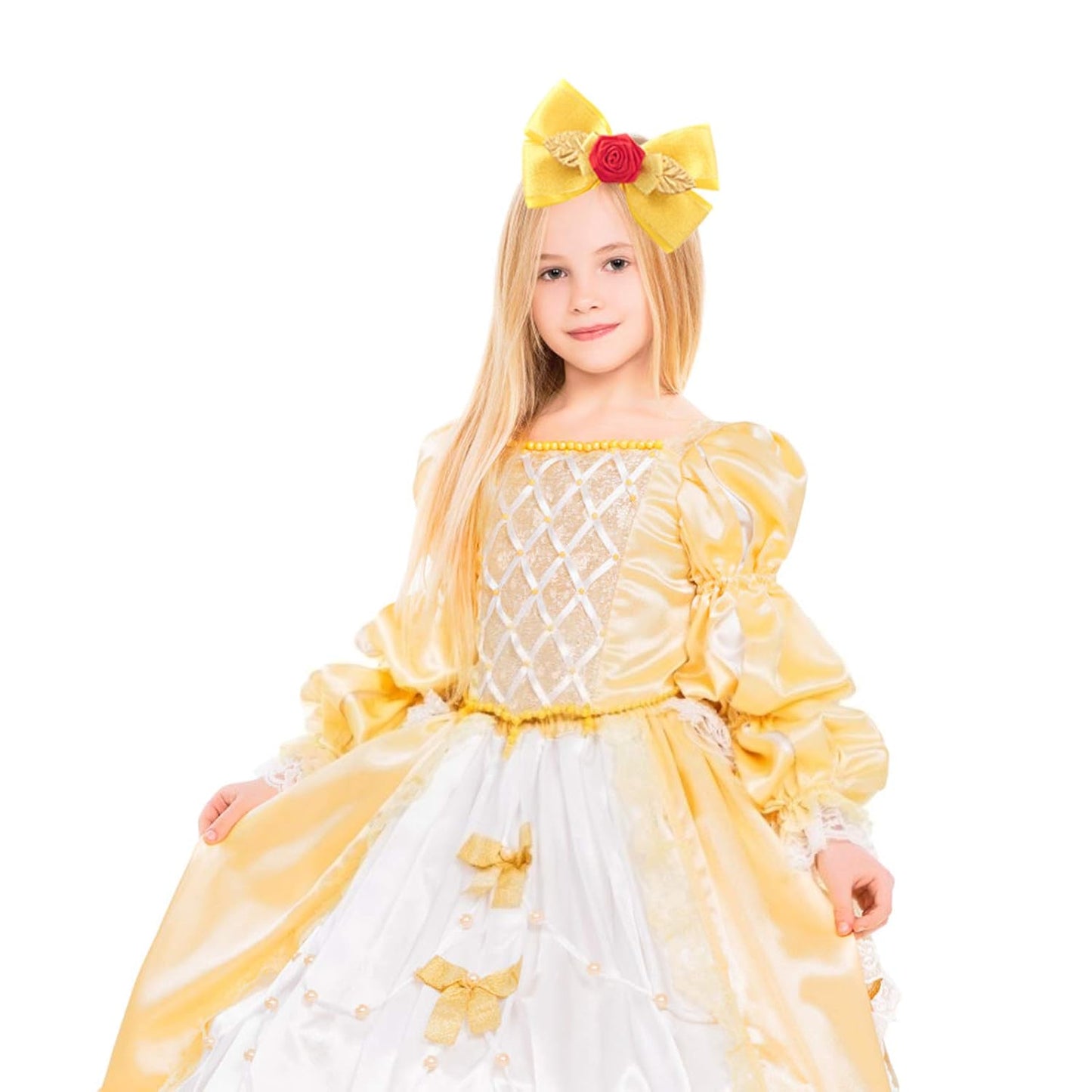 Princess Hair Accessories for Girls Women Halloween Big Hair Bow Clips Yellow 6 Inch