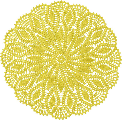 22 Inch Table Placemat Kitchen Round Decor Doily Washable Tablecloth Doilies (Yellow)