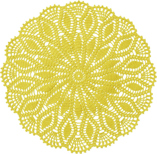 22 Inch Table Placemat Kitchen Round Decor Doily Washable Tablecloth Doilies (Yellow)
