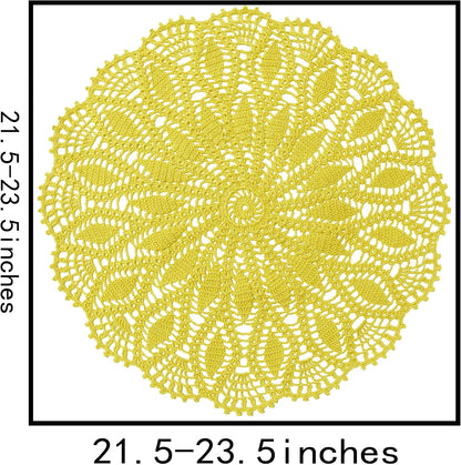 22 Inch Table Placemat Kitchen Round Decor Doily Washable Tablecloth Doilies (Yellow)