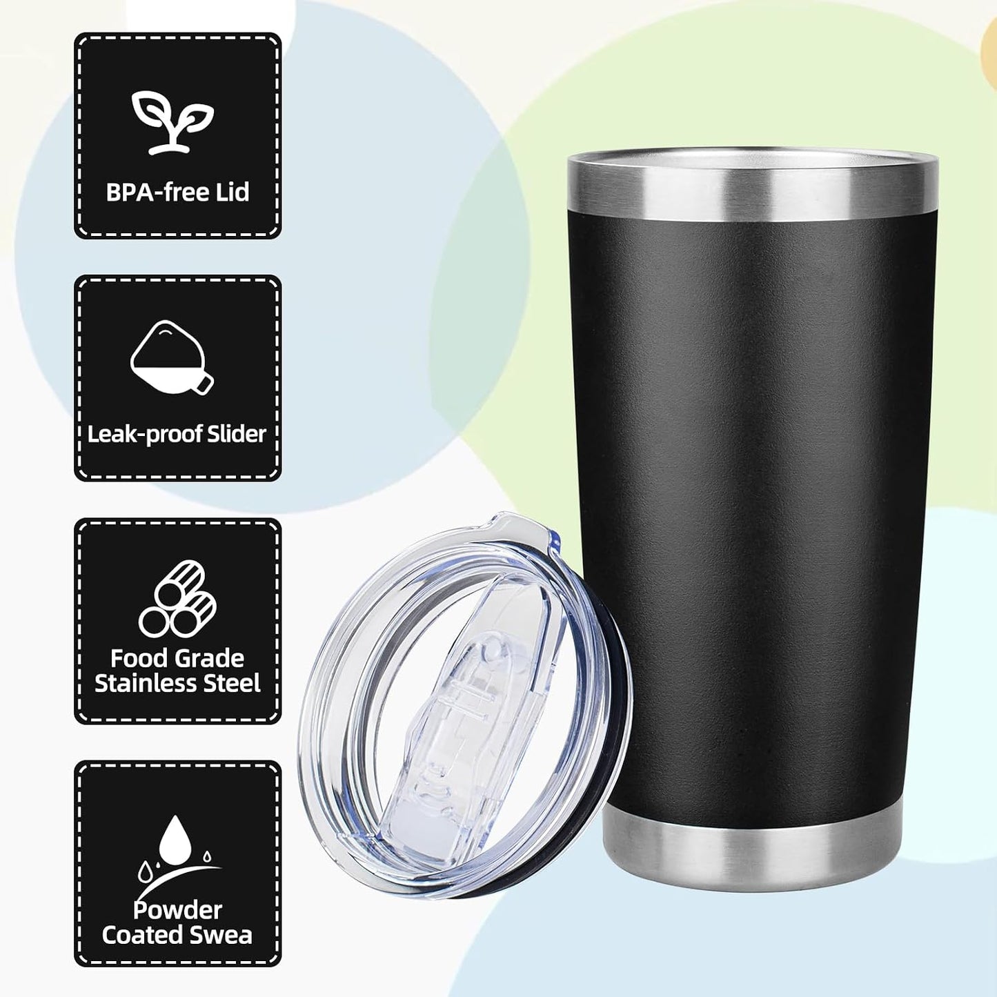 20oz Tumbler Insulated Tumbler with Sliding Lid,(Yellow, 1pack | 304 Stainless Steel,Travel Coffee Tumbler,Double Wall Vacuum,Gifts for Christmas Women Men School Home Office