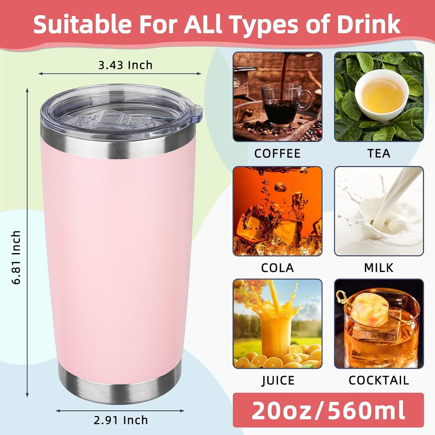 20oz Tumbler Insulated Tumbler with Sliding Lid,(Yellow, 1pack | 304 Stainless Steel,Travel Coffee Tumbler,Double Wall Vacuum,Gifts for Christmas Women Men School Home Office