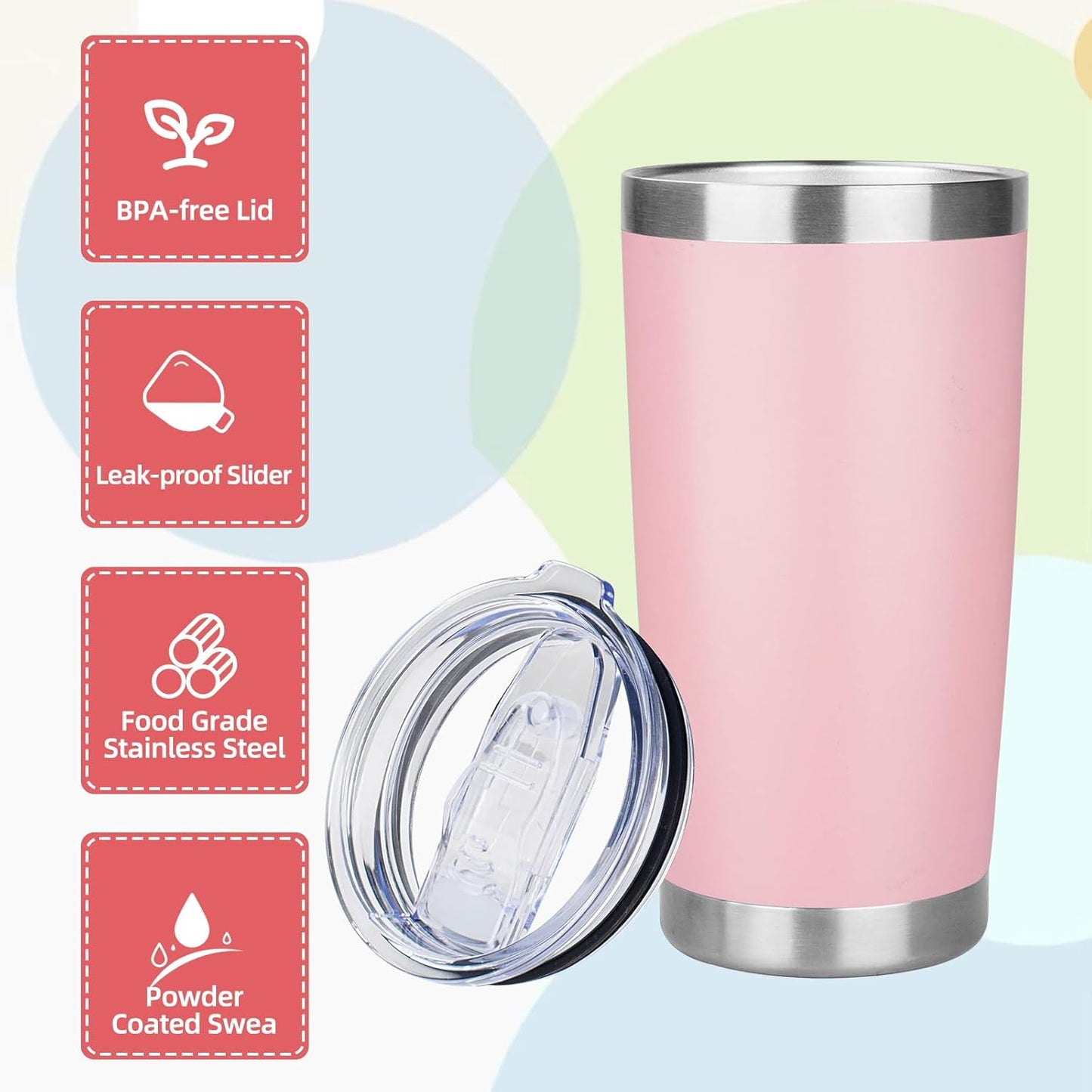 20oz Tumbler Insulated Tumbler with Sliding Lid,(Yellow, 1pack | 304 Stainless Steel,Travel Coffee Tumbler,Double Wall Vacuum,Gifts for Christmas Women Men School Home Office