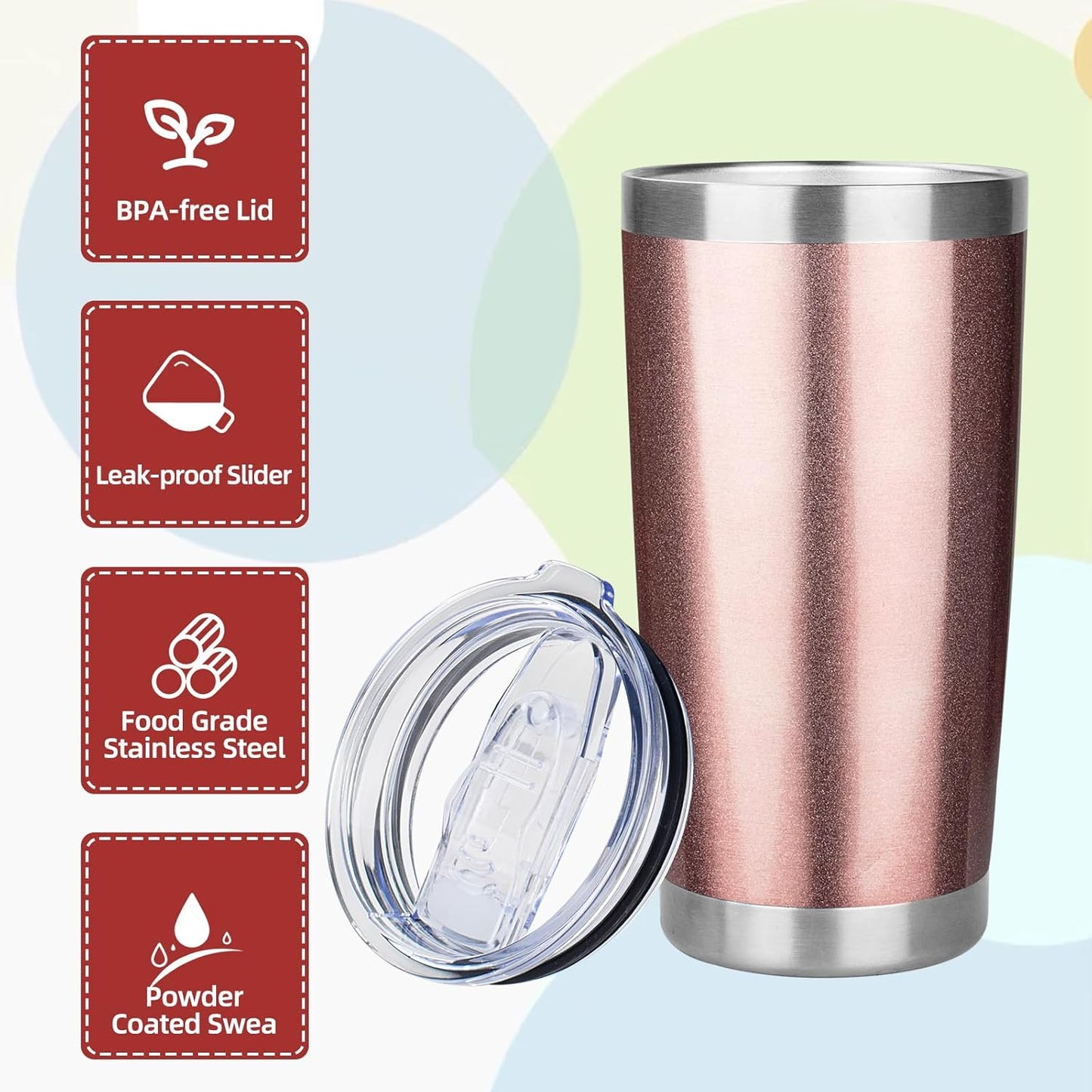 20oz Tumbler Insulated Tumbler with Sliding Lid,(Yellow, 1pack | 304 Stainless Steel,Travel Coffee Tumbler,Double Wall Vacuum,Gifts for Christmas Women Men School Home Office